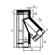 Dubbelwandig rookkanaal RVS, T-stuk 135° graden, diameter Ø100-150