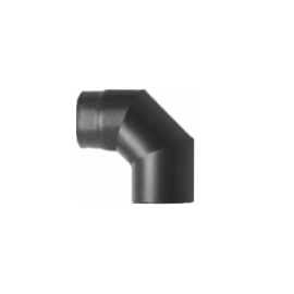 Kachelpijp zwart geëmailleerd staal, bocht 90° graden, diameter Ø130