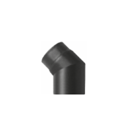 Kachelpijp zwart geëmailleerd staal, bocht 45° graden, diameter Ø150